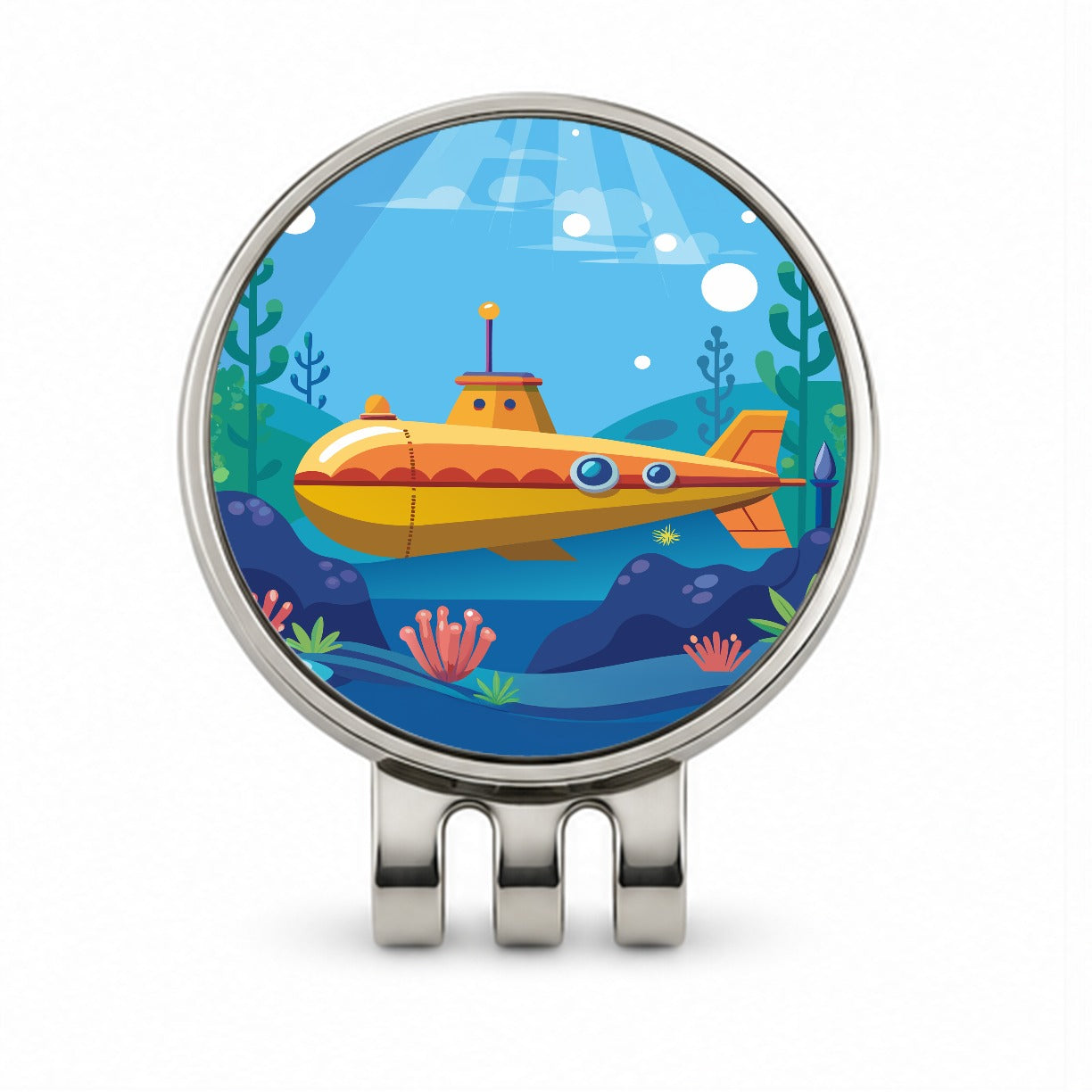 Submarine Under Water Golf Hat Clip with Ball Marker