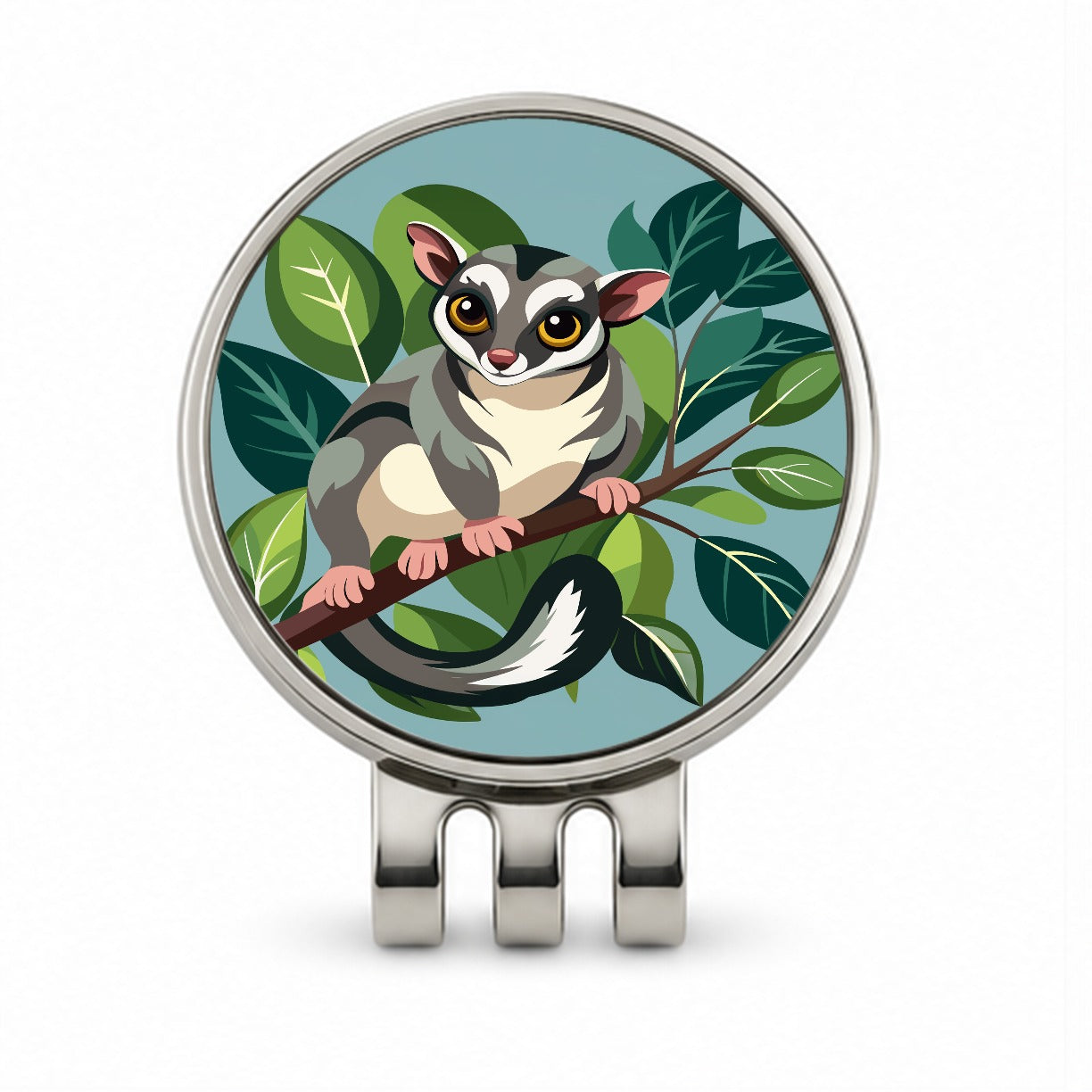 Sugar Glider on Tree Branch Golf Hat Clip with Ball Marker