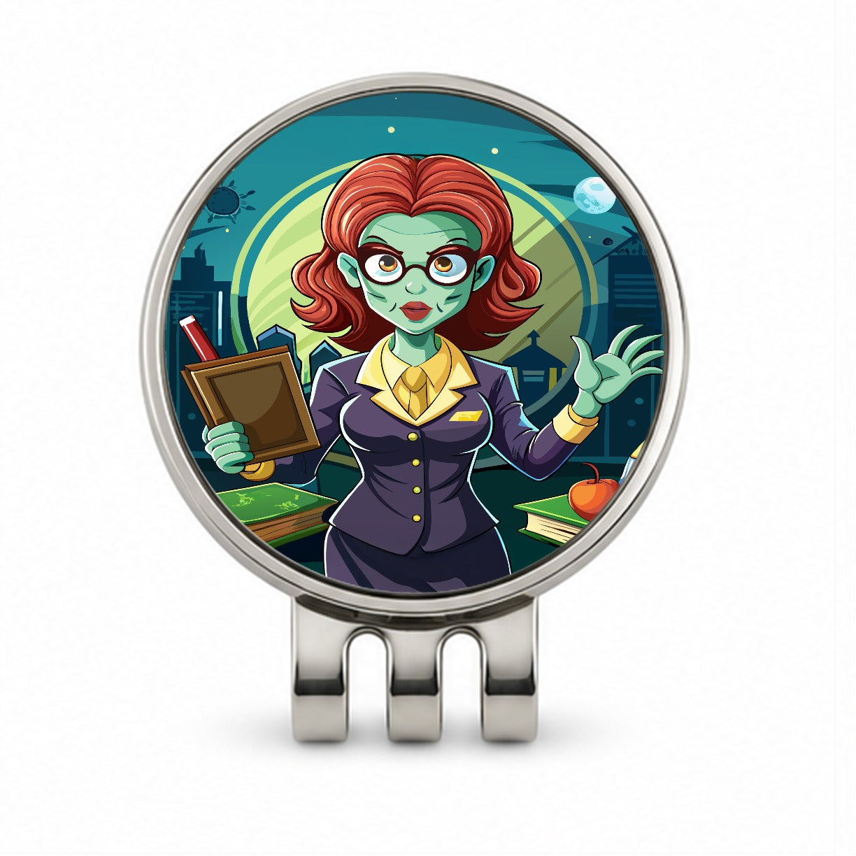 Teacher Zombie Woman Female Funny Golf Hat Clip with Ball Marker