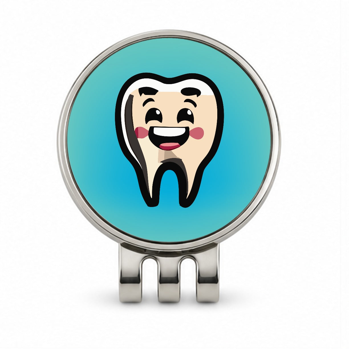 Tooth Happy Dentist Golf Hat Clip with Ball Marker