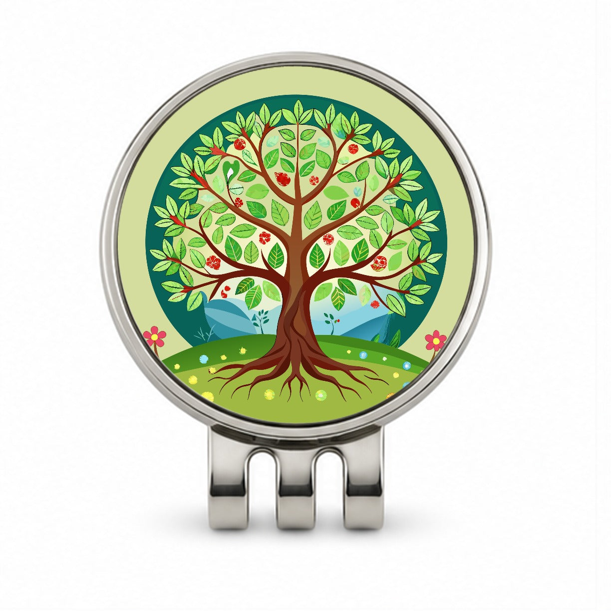 Tree of Life Colorful Golf Hat Clip with Ball Marker