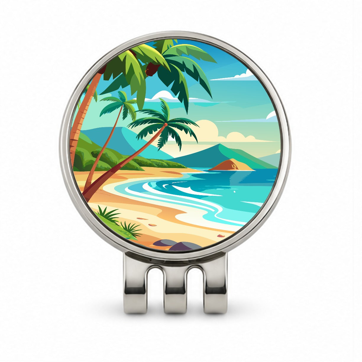 Tropical Beach Ocean Vacation Travel Golf Hat Clip with Ball Marker