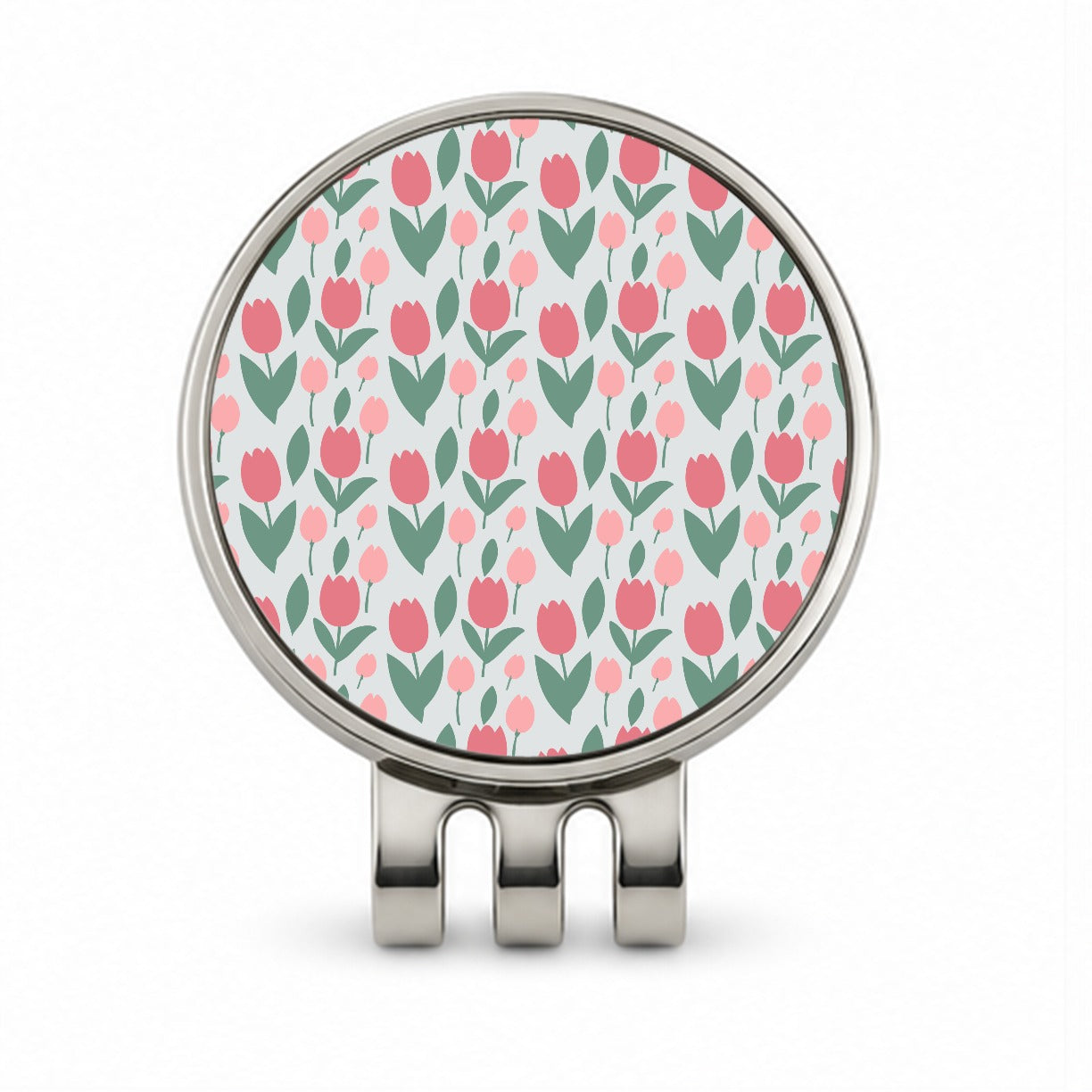 Tulips Pink Flowers Muted Pattern Golf Hat Clip with Ball Marker