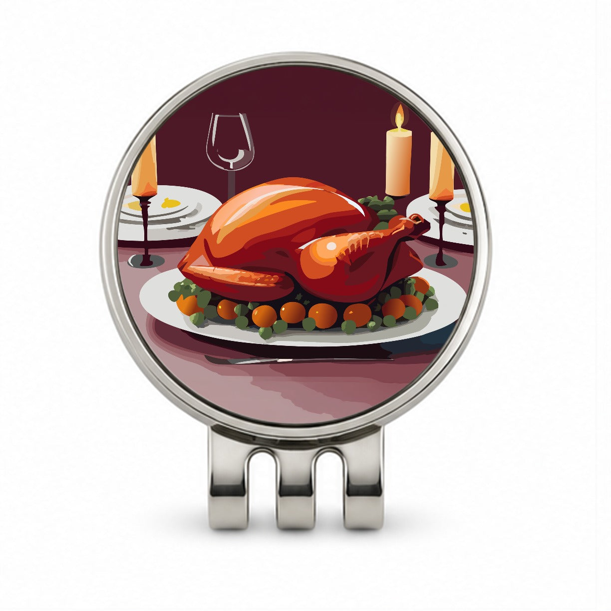 Turkey Thanksgiving Golf Hat Clip with Ball Marker