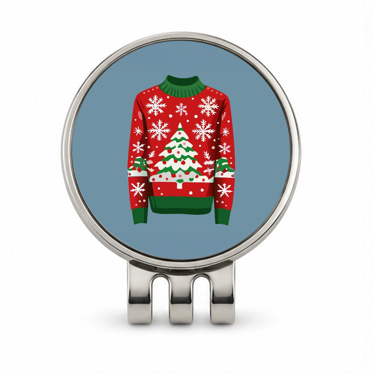 Ugly Christmas Sweater Tree Golf Hat Clip with Ball Marker