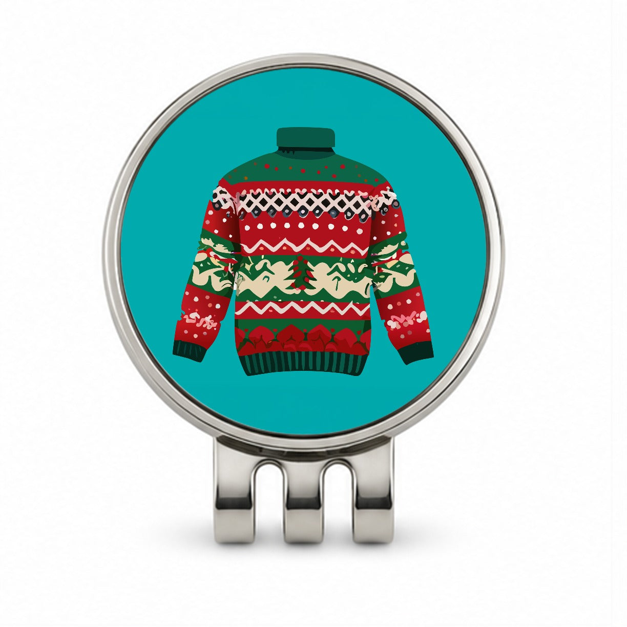 Ugly Christmas Sweater Golf Hat Clip with Ball Marker
