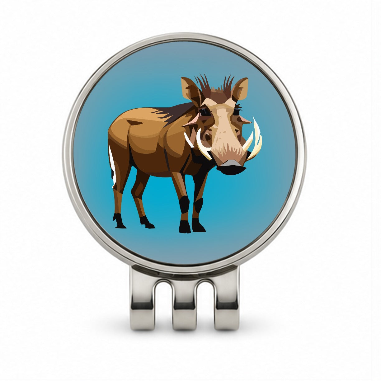 Warthog Pig Standing Golf Hat Clip with Ball Marker