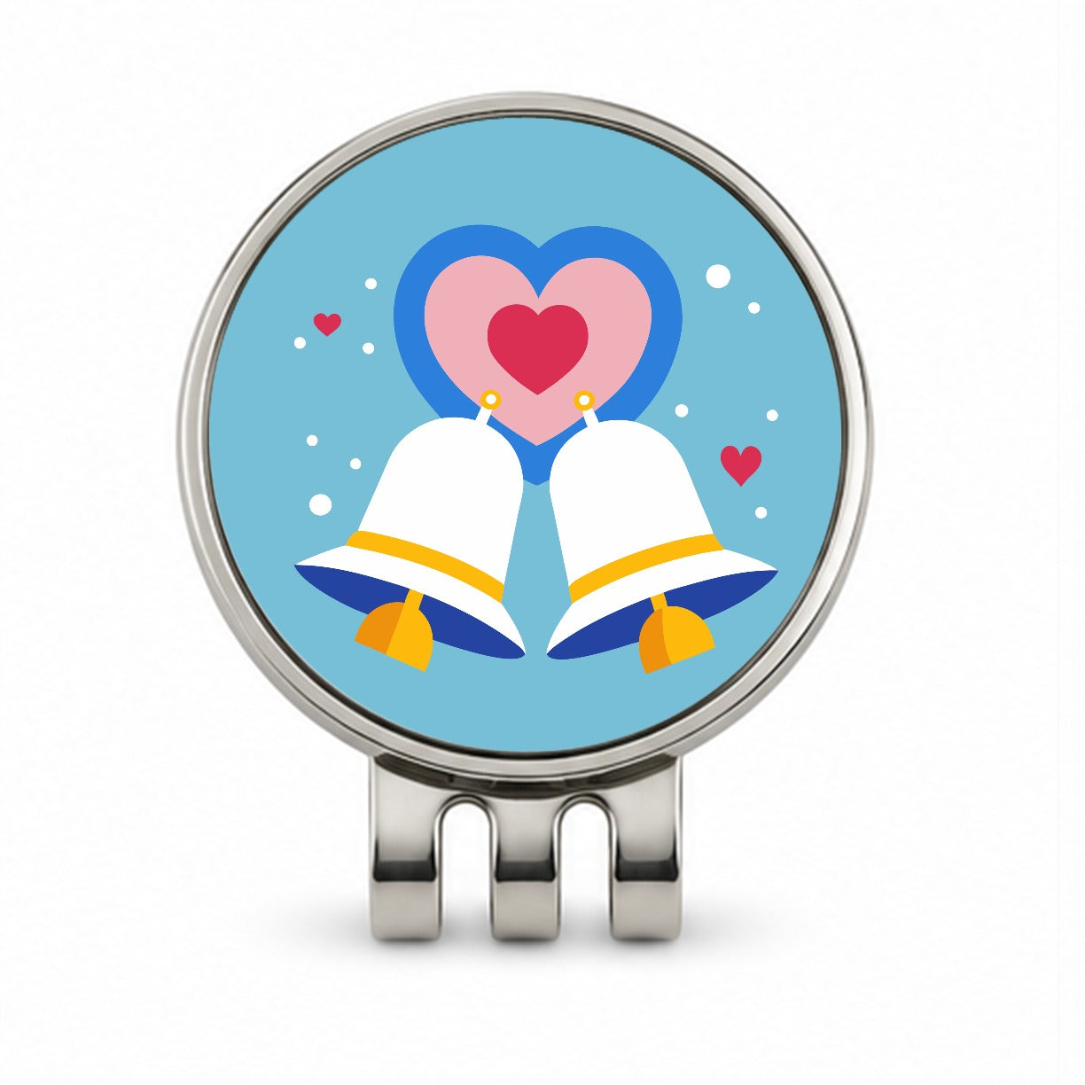 Wedding Bells Heart Love Marriage Golf Hat Clip with Ball Marker