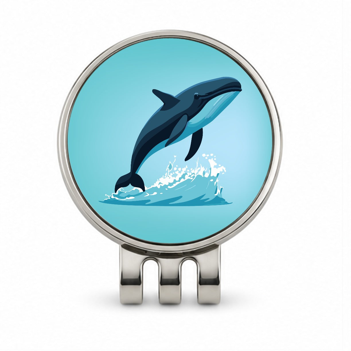 Whale Jumping Out of Water Golf Hat Clip with Ball Marker