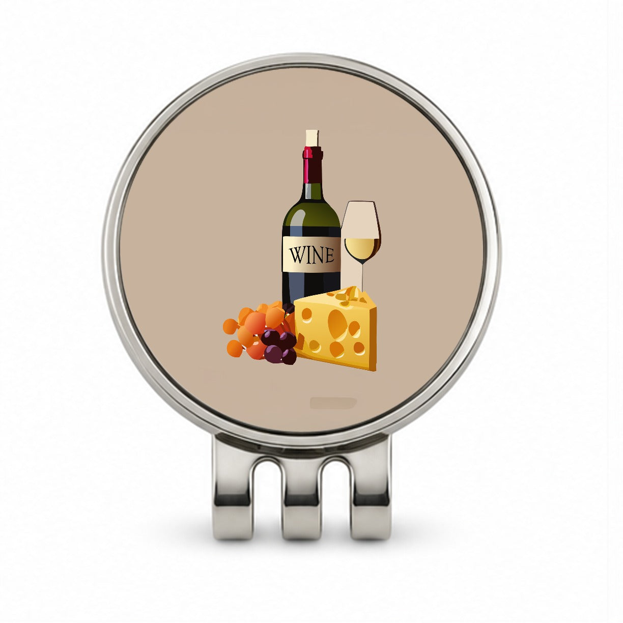 Wine Cheese Grapes Golf Hat Clip with Ball Marker