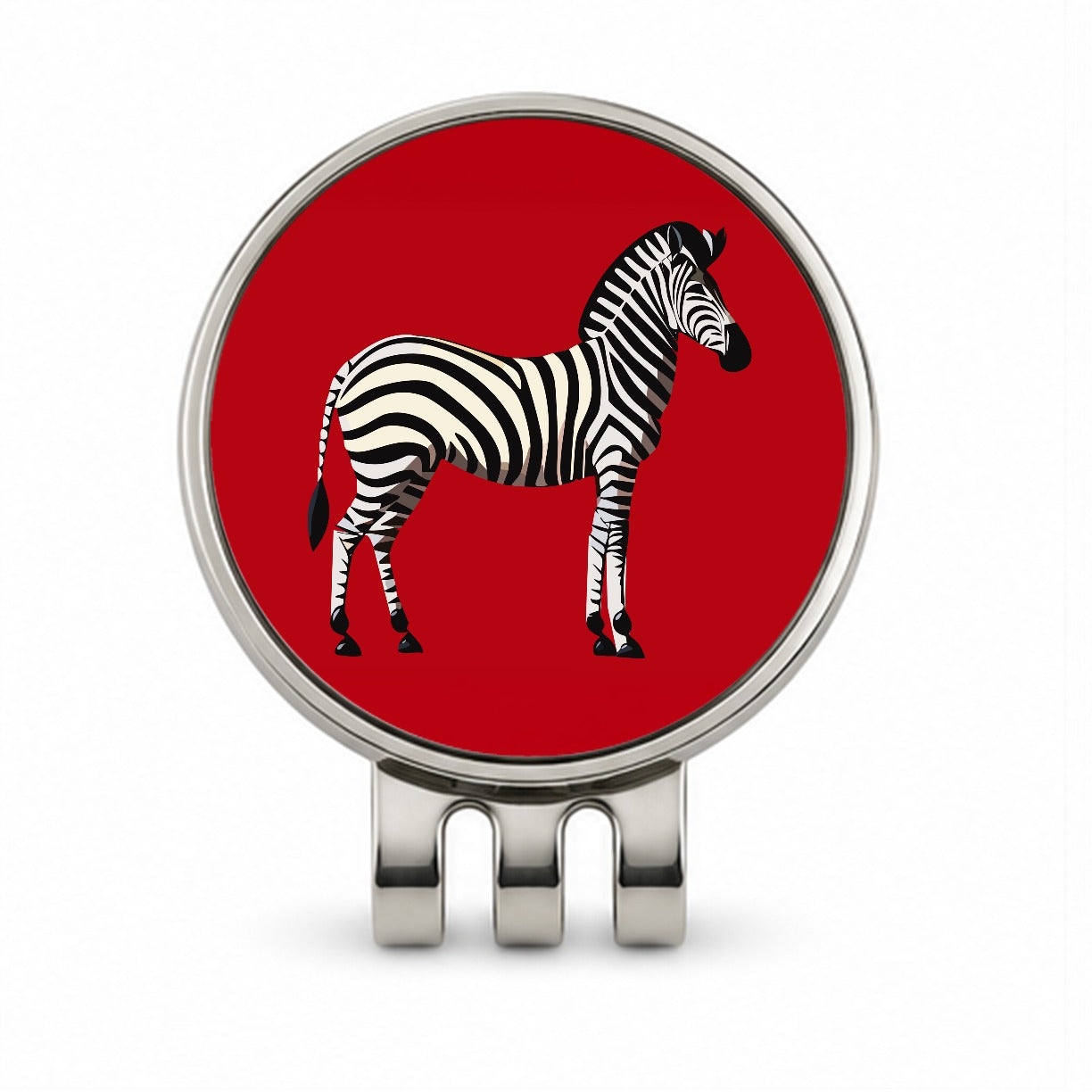 Zebra Standing Profile Golf Hat Clip with Ball Marker