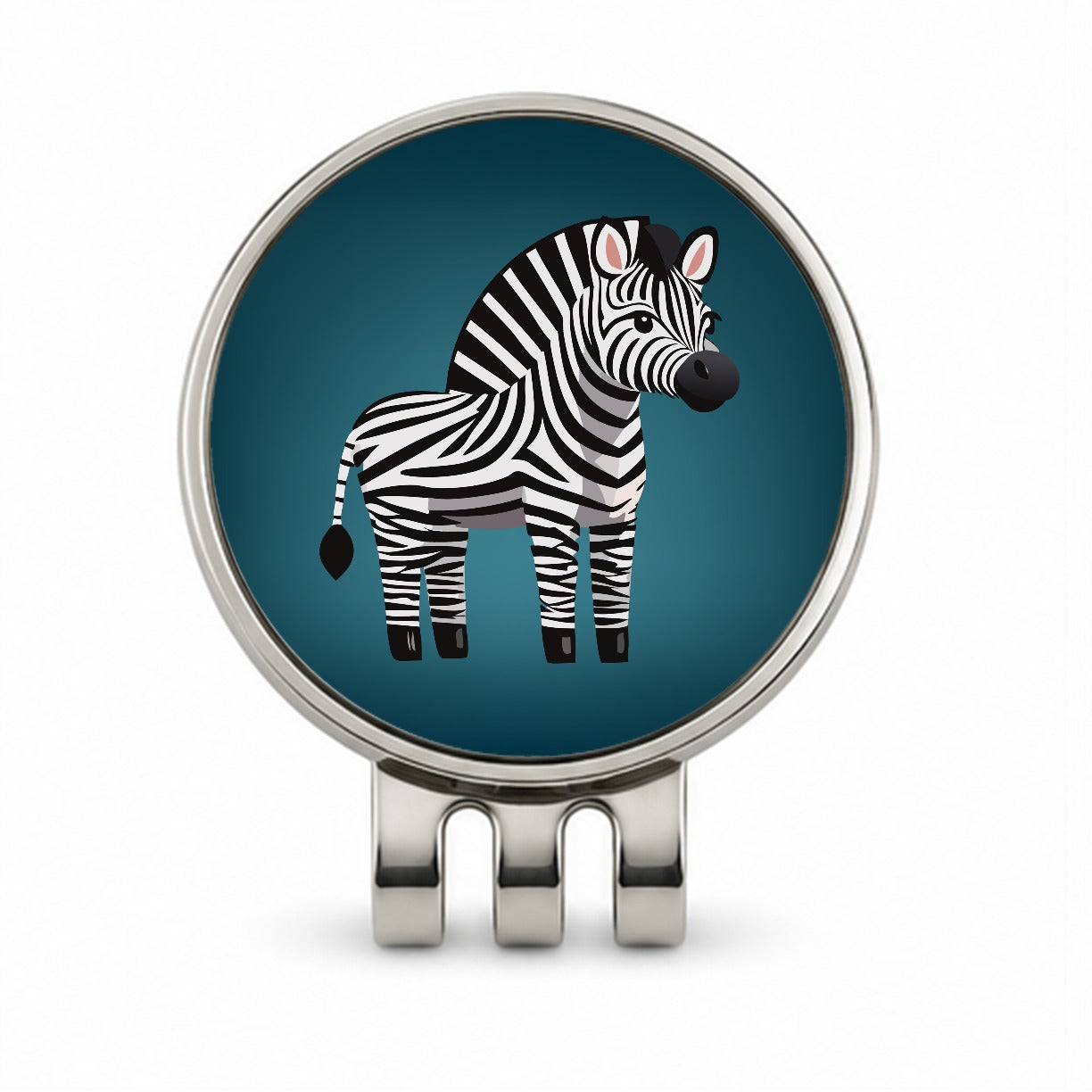 Zebra Standing Golf Hat Clip with Ball Marker