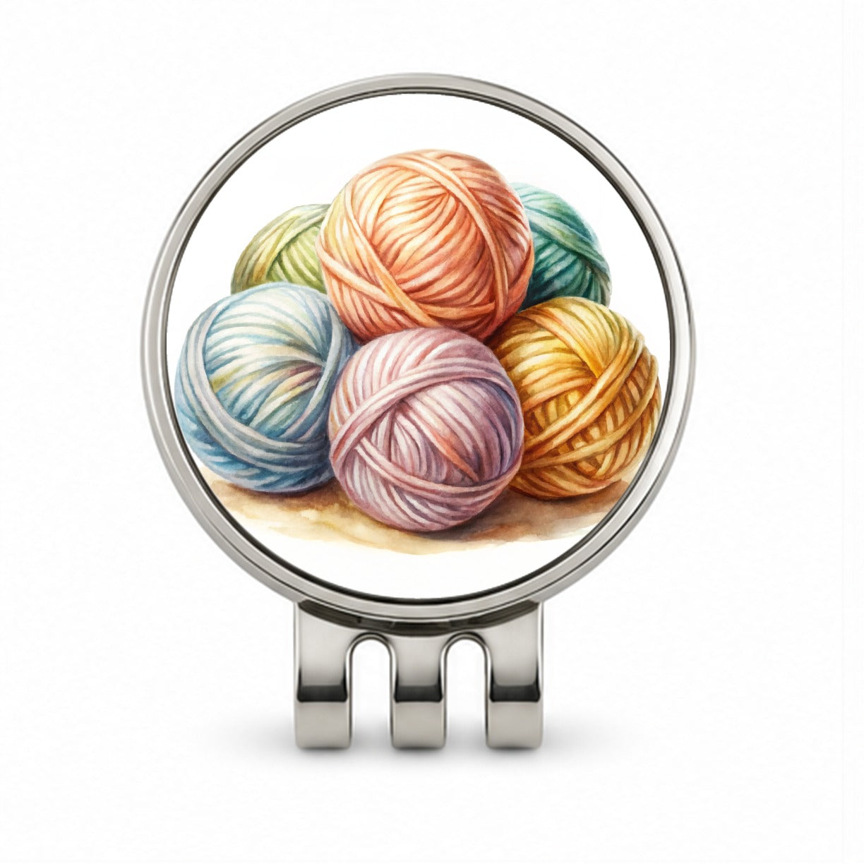 Balls Of Pastel Yarn Knitting Crochet Watercolor Golf Hat Clip with Ball Marker