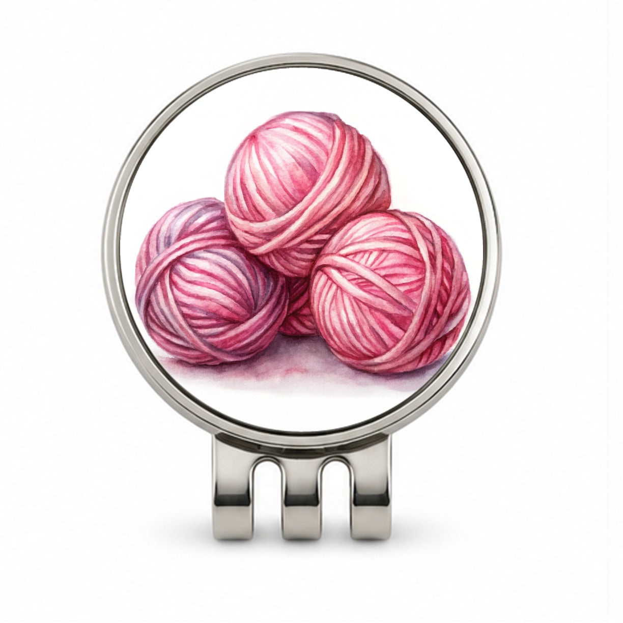 Balls Of Pink Yarn Knitting Crochet Watercolor Golf Hat Clip with Ball Marker