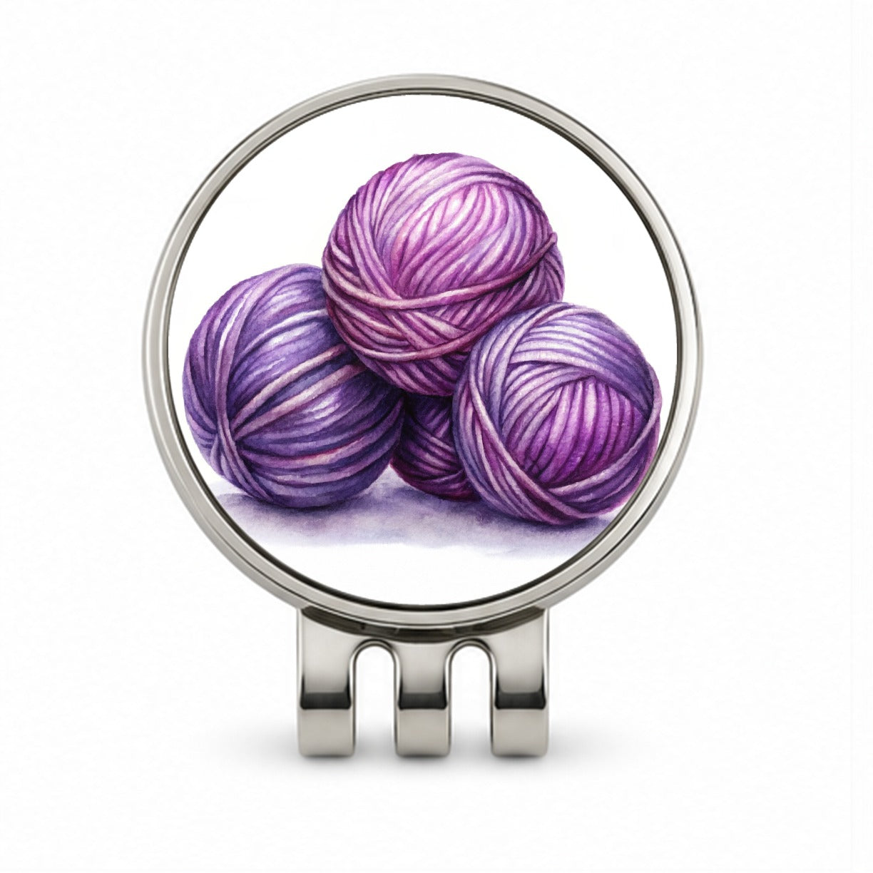 Balls Of Purple Yarn Knitting Crochet Watercolor Golf Hat Clip with Ball Marker