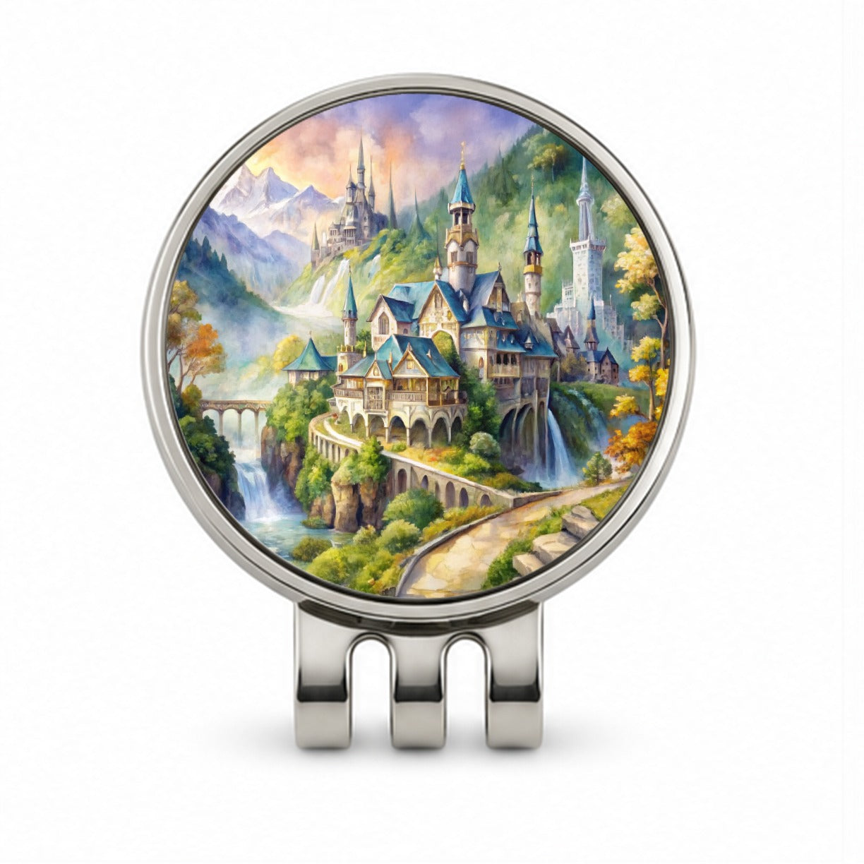 Beautiful Elvish Fantasy Watercolor Design Golf Hat Clip with Ball Marker