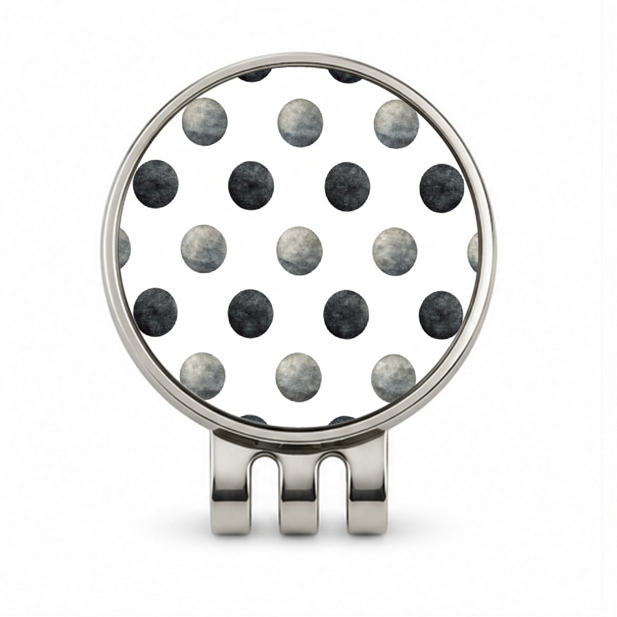 Black Polka Dots White Background Golf Hat Clip with Ball Marker