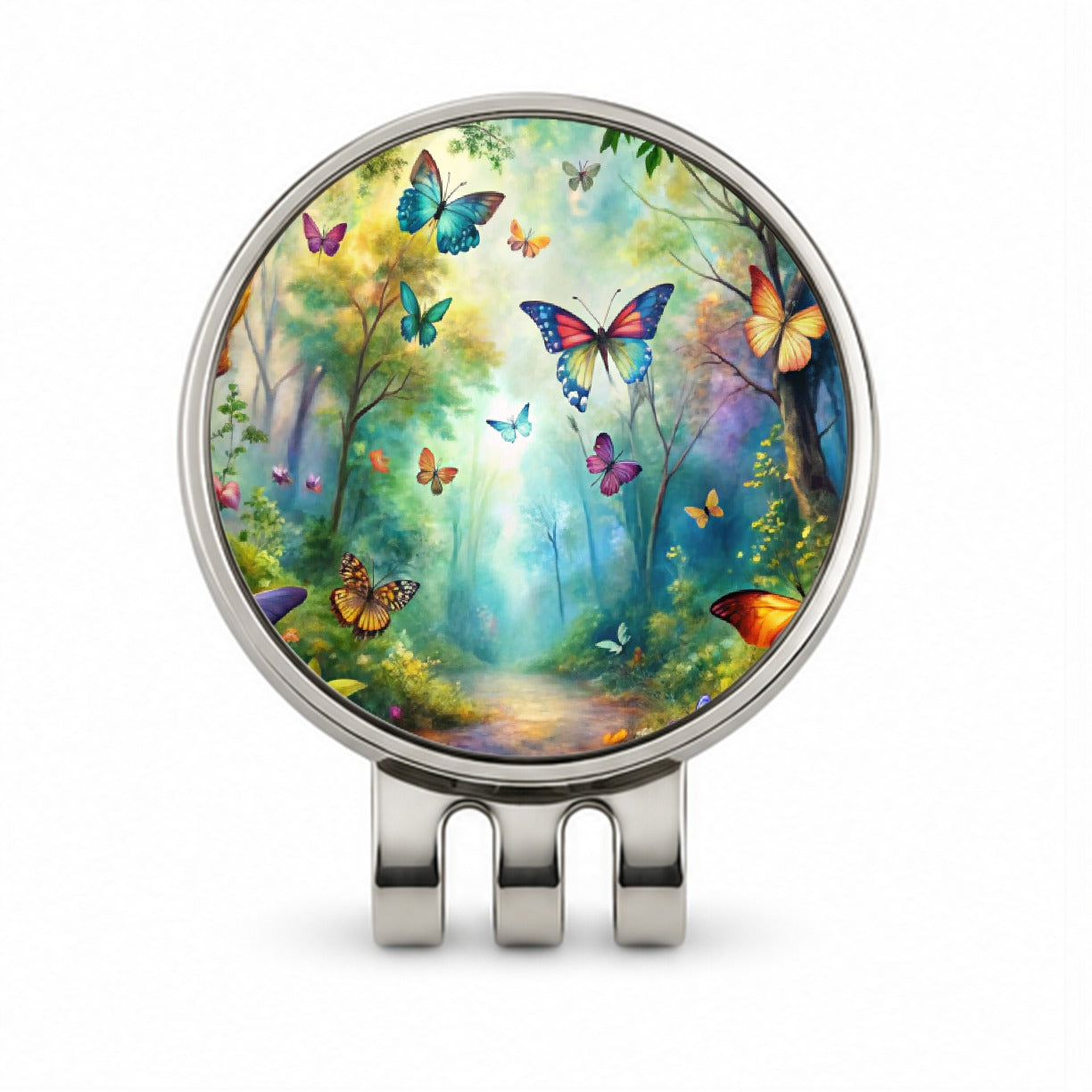 Butterflies Forest Fantasy Watercolor Design Golf Hat Clip with Ball Marker