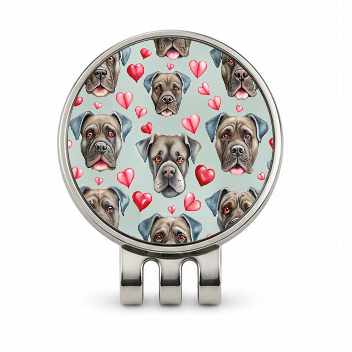 Cute Cane Corso Dog Faces Hearts Golf Hat Clip with Ball Marker