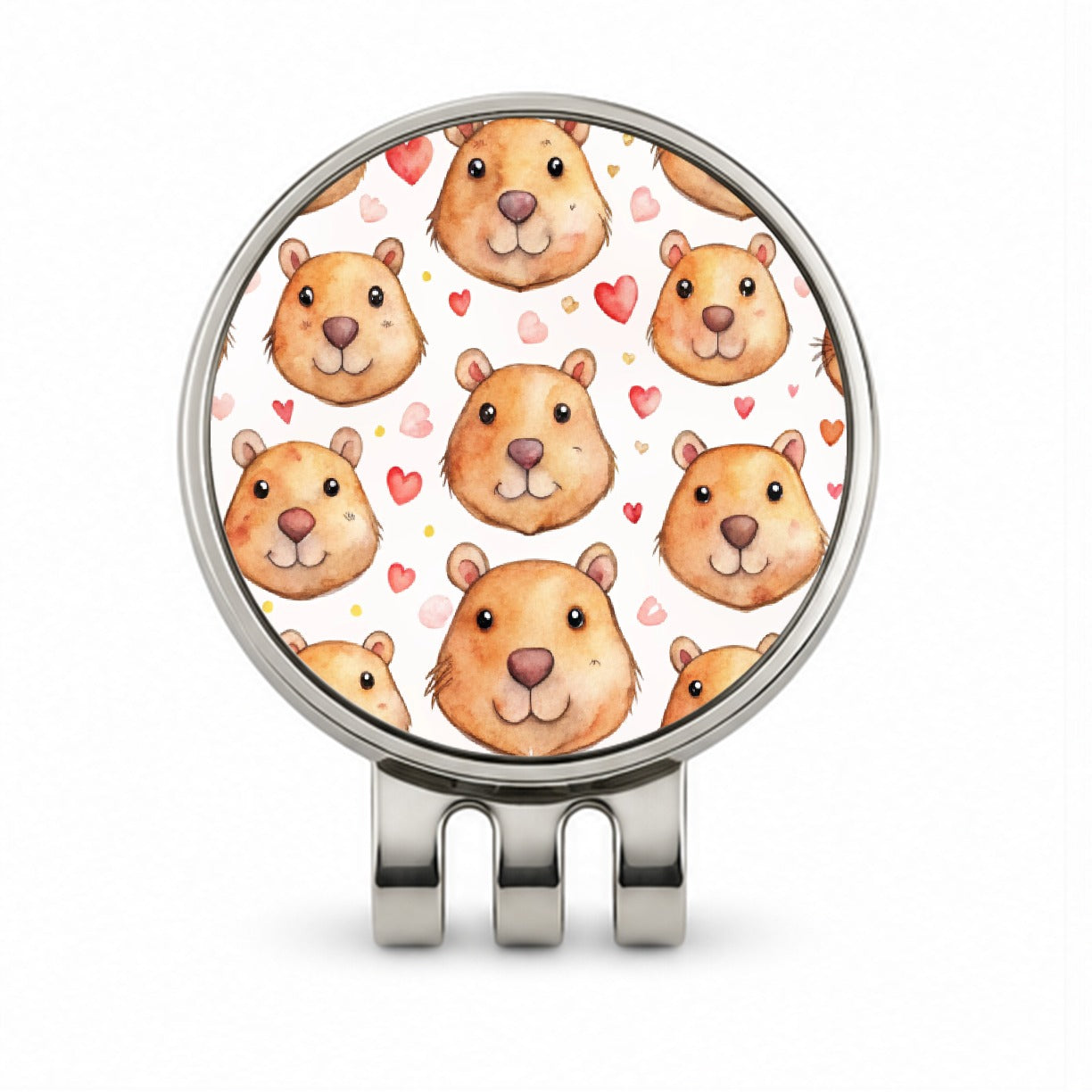 Cute Capybara Faces Hearts Golf Hat Clip with Ball Marker