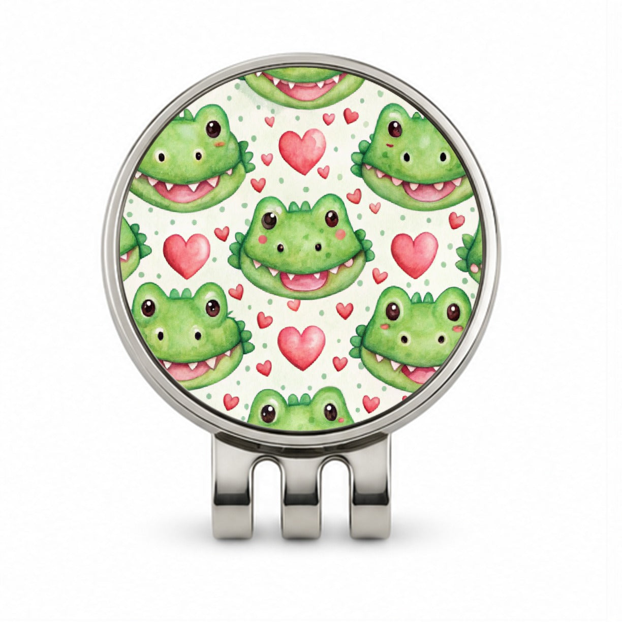 Cute Crocodile Alligator Faces Hearts Golf Hat Clip with Ball Marker