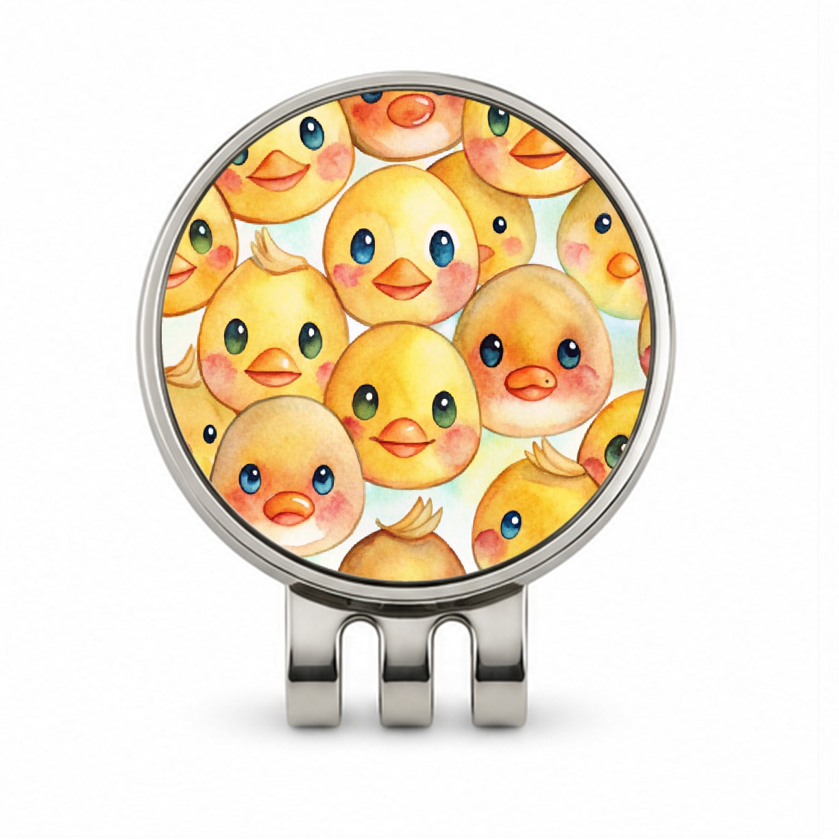 Cute Duck Faces Watercolor Golf Hat Clip with Ball Marker