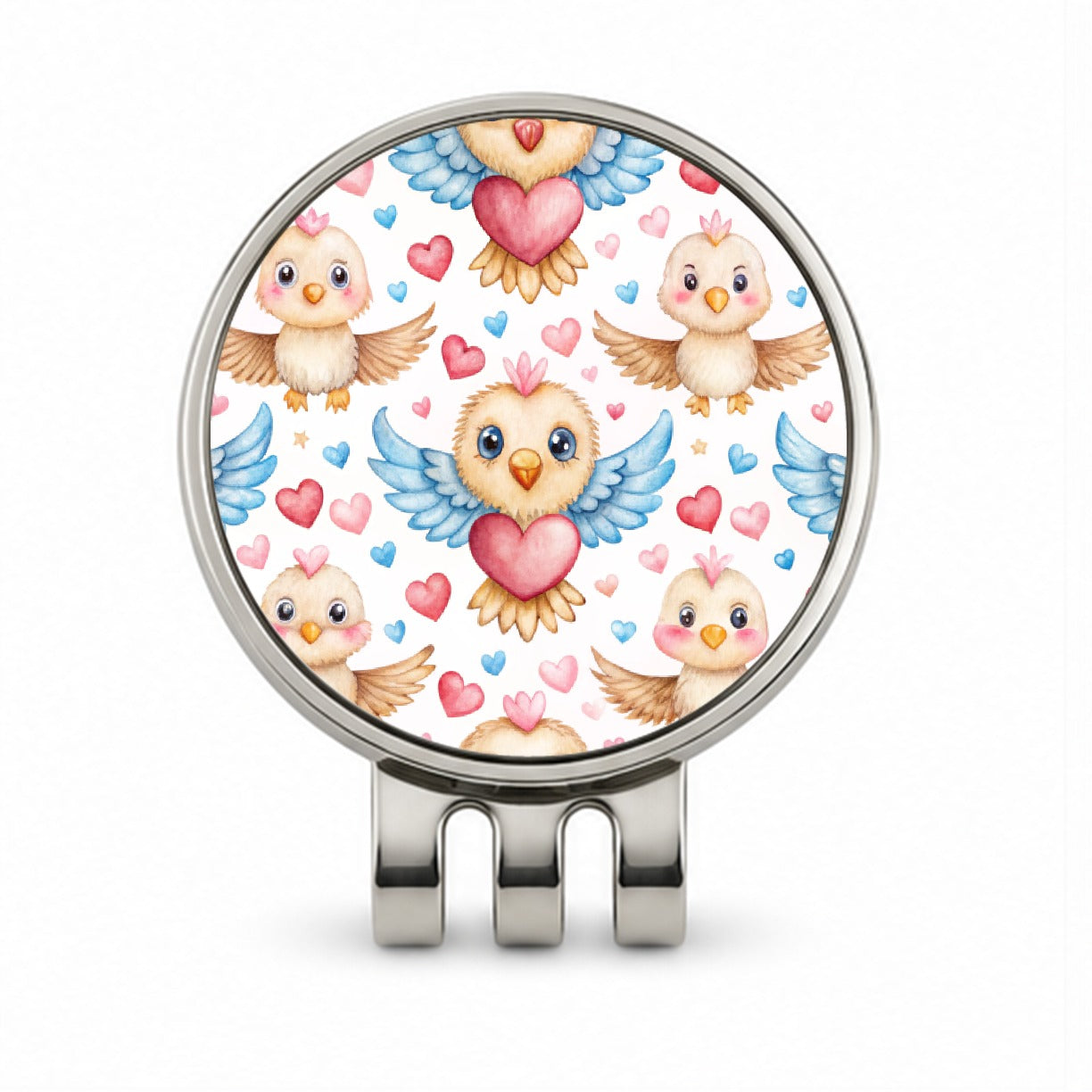 Cute Eagles Hearts Watercolor Golf Hat Clip with Ball Marker