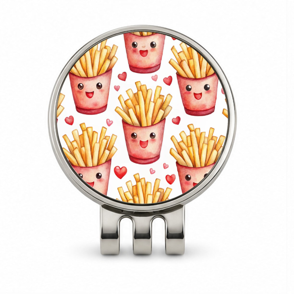 Cute French Fries Hearts Watercolor Golf Hat Clip with Ball Marker