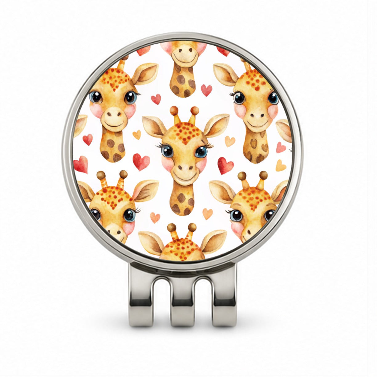 Cute Giraffe Faces Hearts Golf Hat Clip with Ball Marker