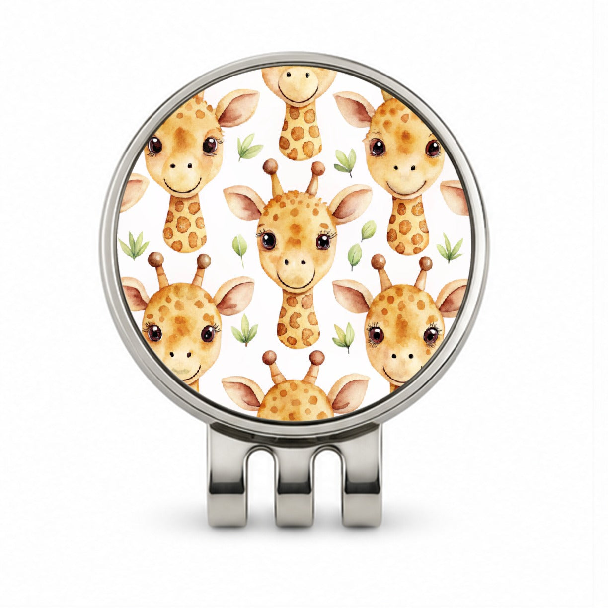 Cute Giraffe Faces Watercolor Golf Hat Clip with Ball Marker