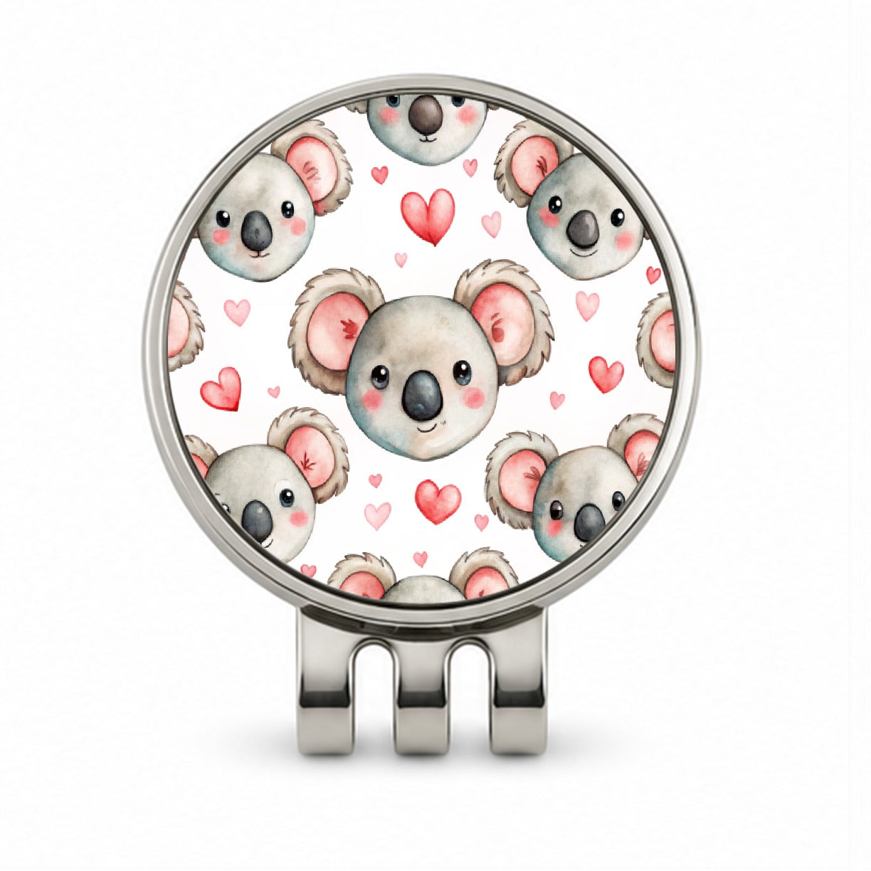 Cute Koala Bears Faces Hearts Golf Hat Clip with Ball Marker