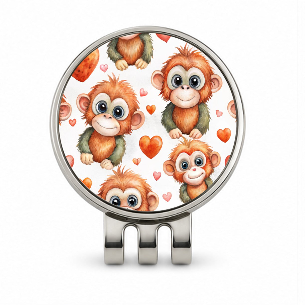 Cute Orangutans Hearts Watercolor Golf Hat Clip with Ball Marker