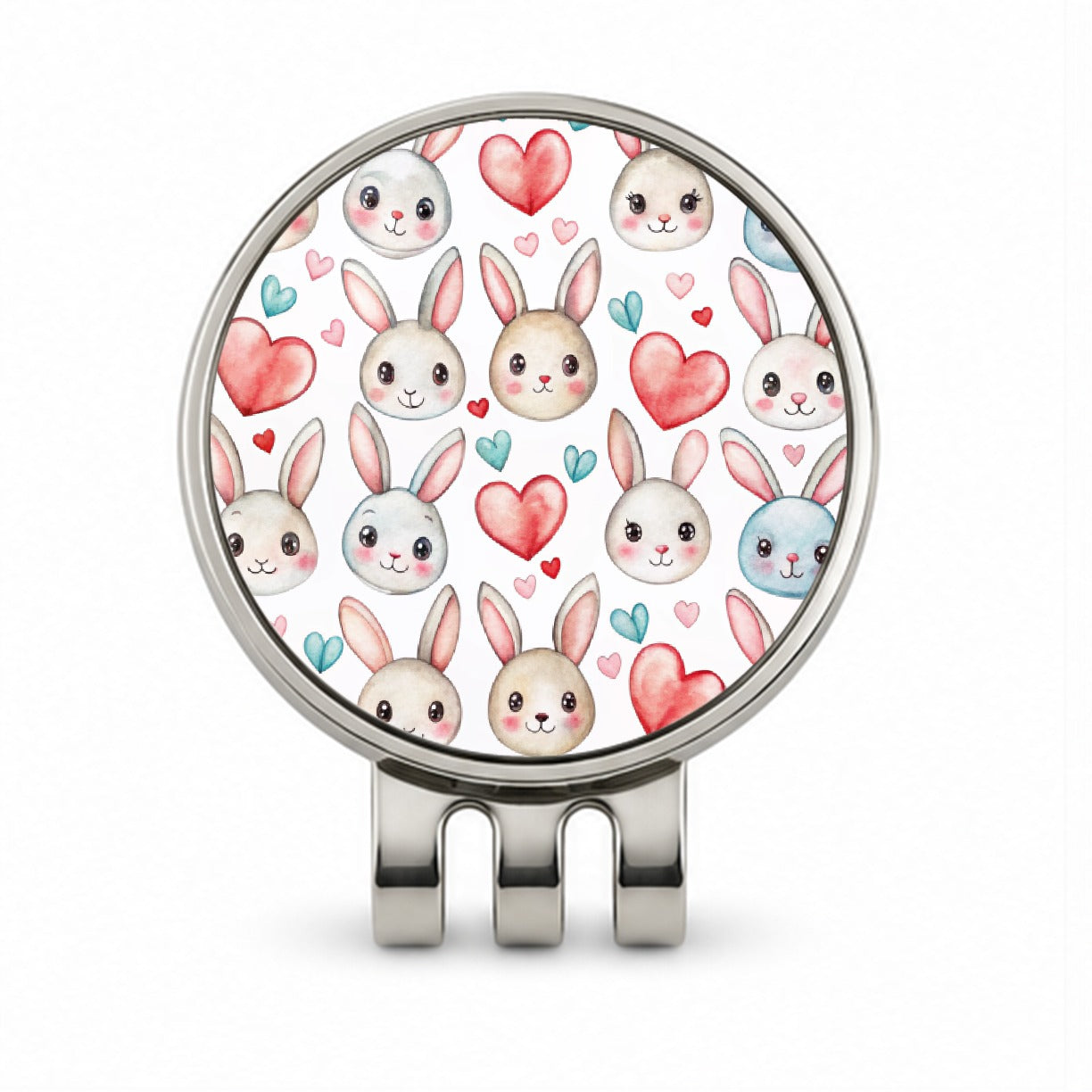 Cute Rabbit Bunny Faces Hearts Easter Golf Hat Clip with Ball Marker