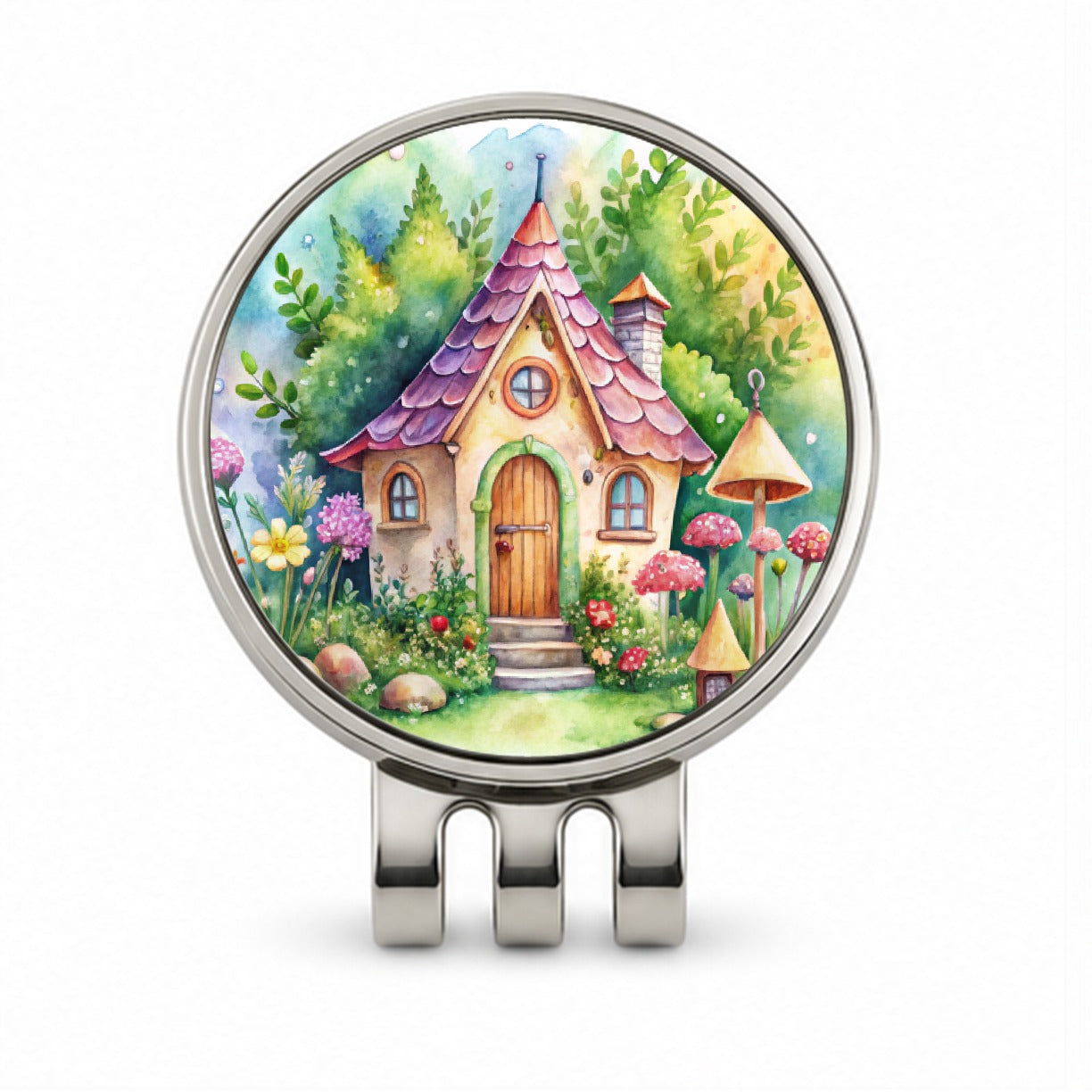 Fairy House Watercolor Adorable Golf Hat Clip with Ball Marker