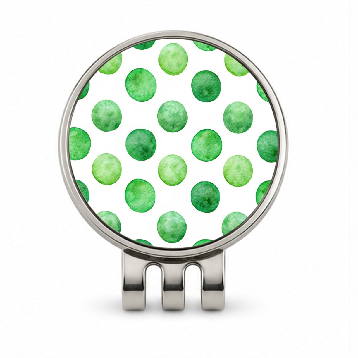 Green Polka Dots White Background Golf Hat Clip with Ball Marker