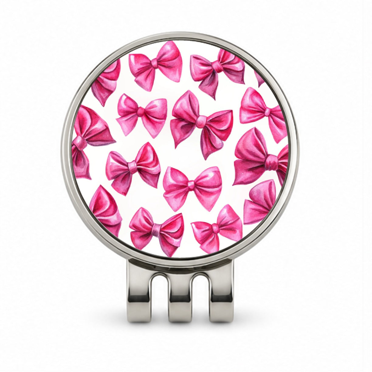 Hot Pink Scattered Coquette Bows Watercolor Golf Hat Clip with Ball Marker