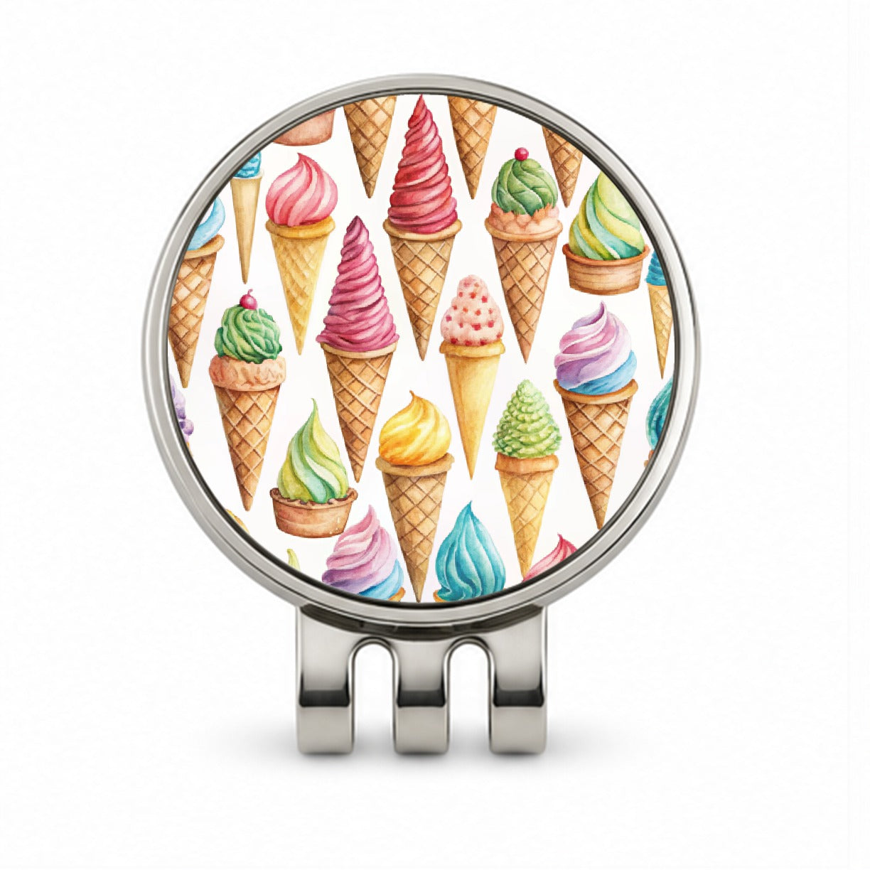 Ice Cream Cones Colorful Golf Hat Clip with Ball Marker