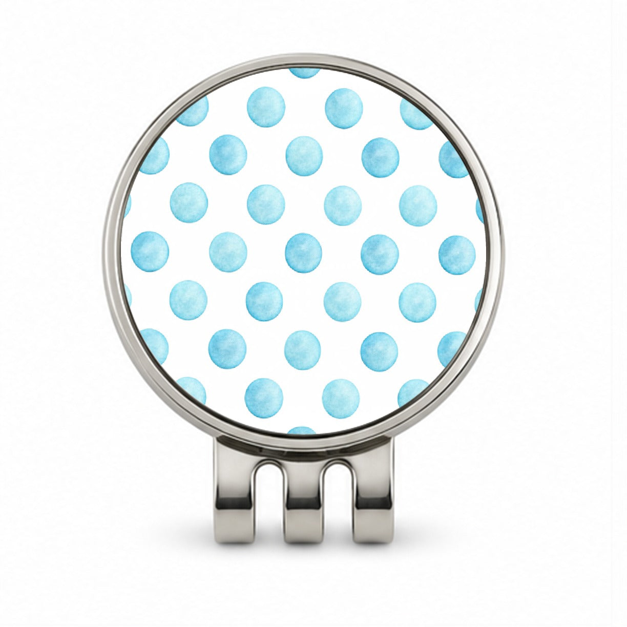 Light Blue Polka Dots White Background Golf Hat Clip with Ball Marker