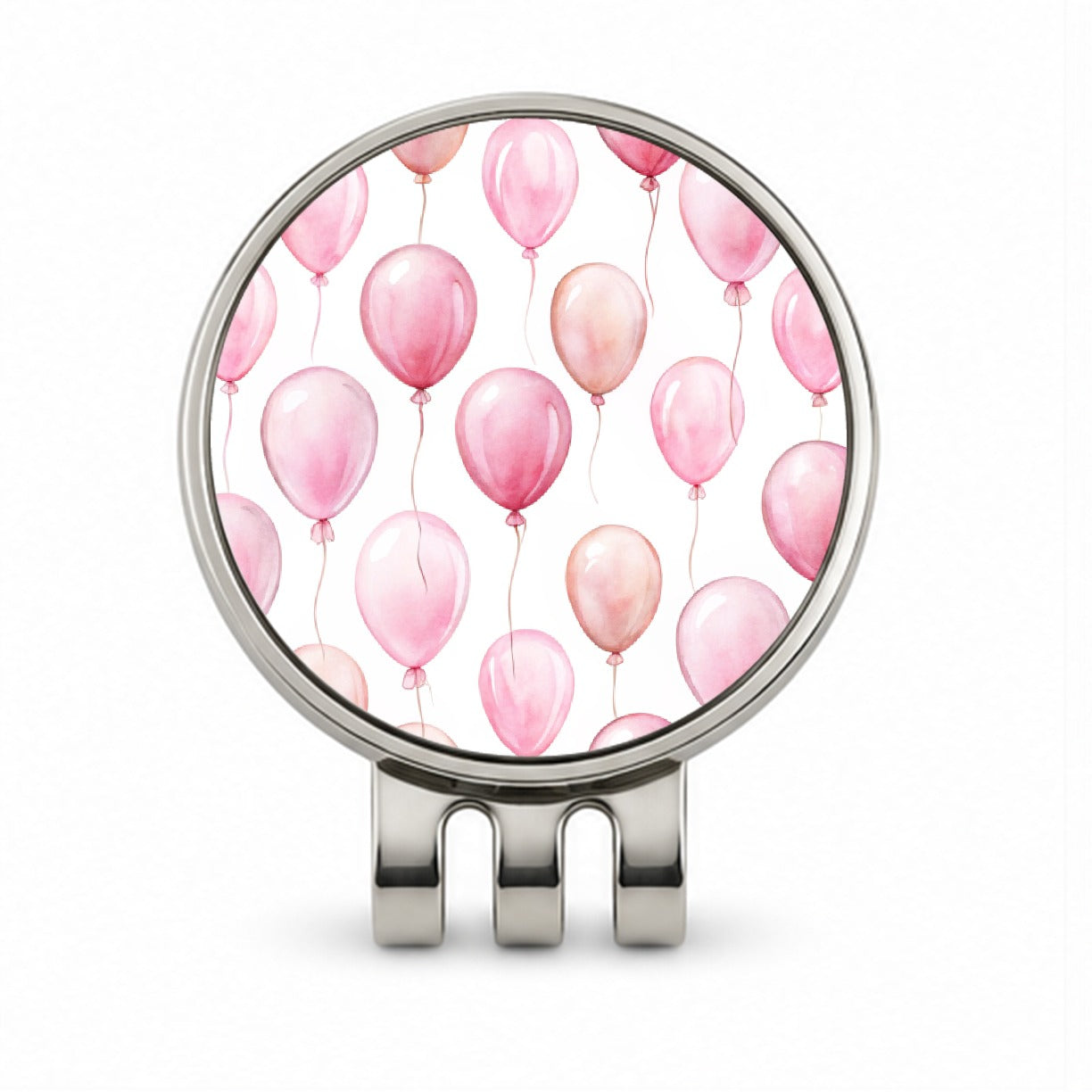 Light Pink Balloons Watercolor Birthday Golf Hat Clip with Ball Marker