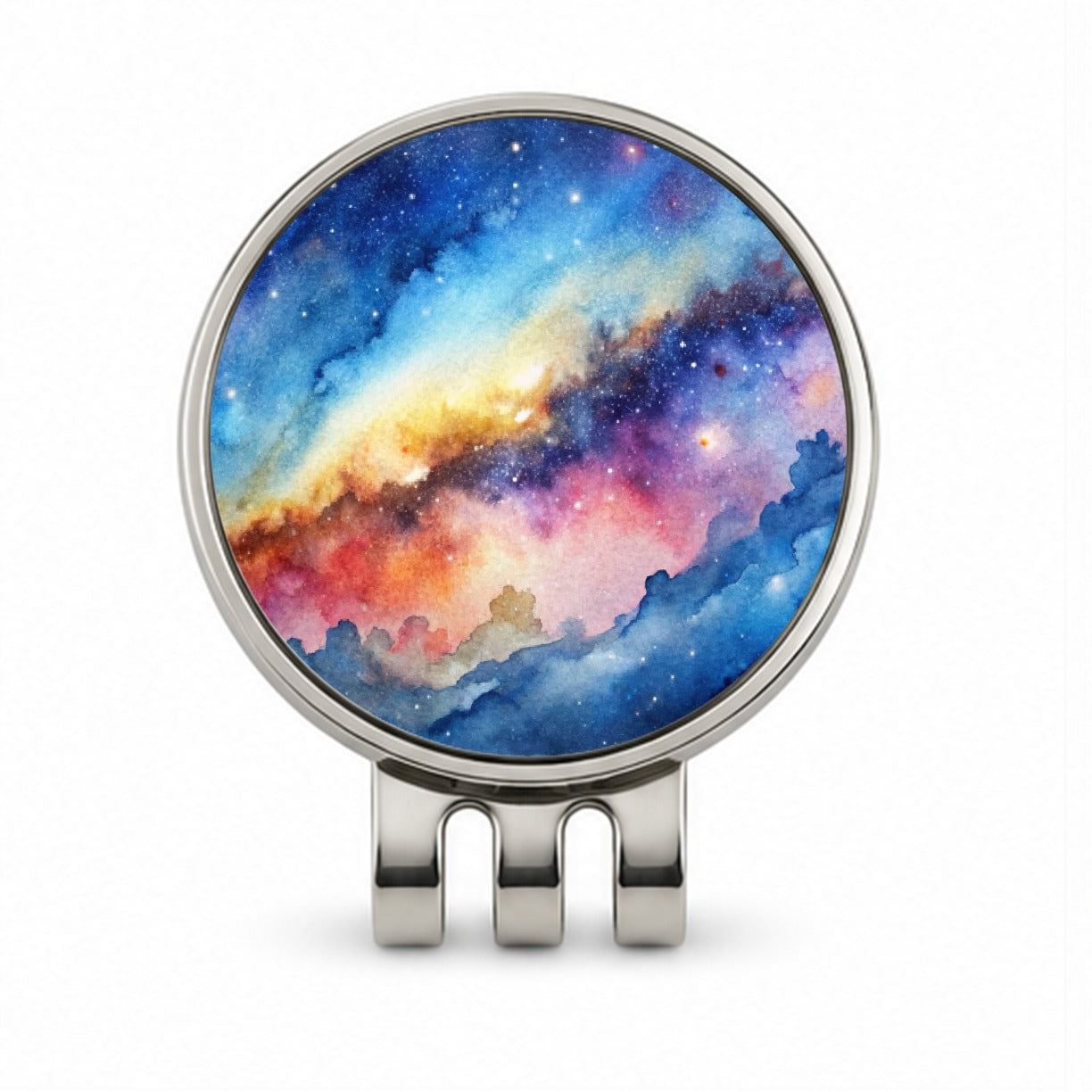 Milky Way Space Watercolor Design Stars Golf Hat Clip with Ball Marker