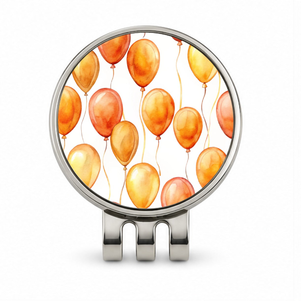 Orange Balloons Watercolor Birthday Golf Hat Clip with Ball Marker