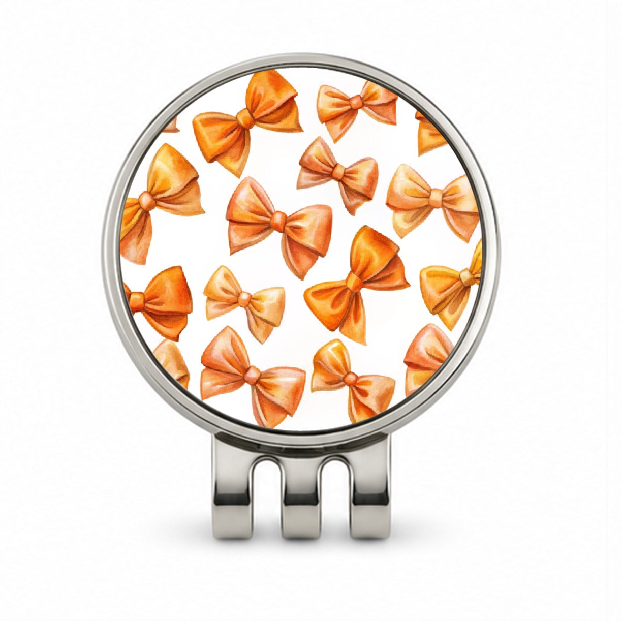 Orange Scattered Coquette Bows Watercolor Golf Hat Clip with Ball Marker