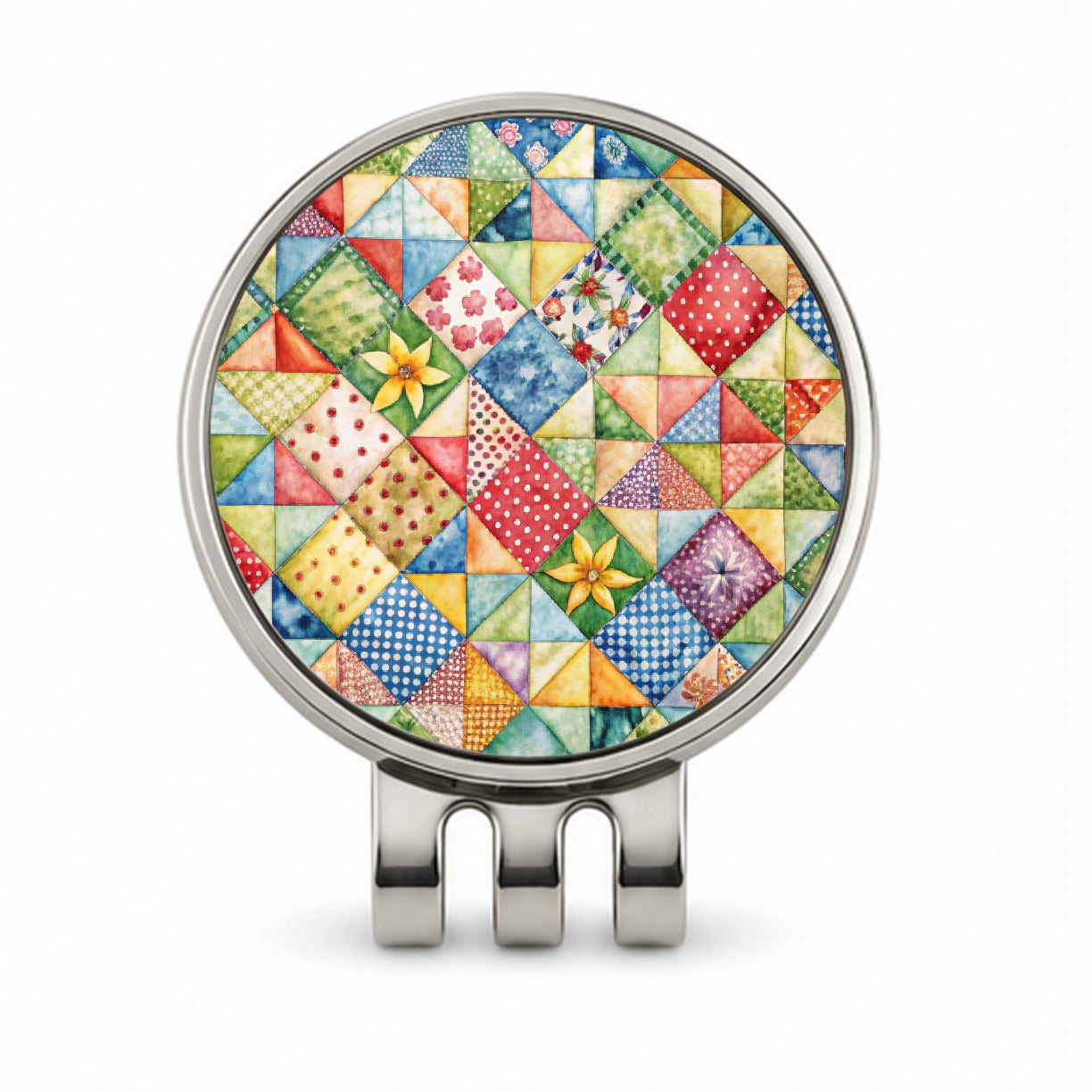 Patchwork Quilt Country Sewing Quilter Golf Hat Clip with Ball Marker