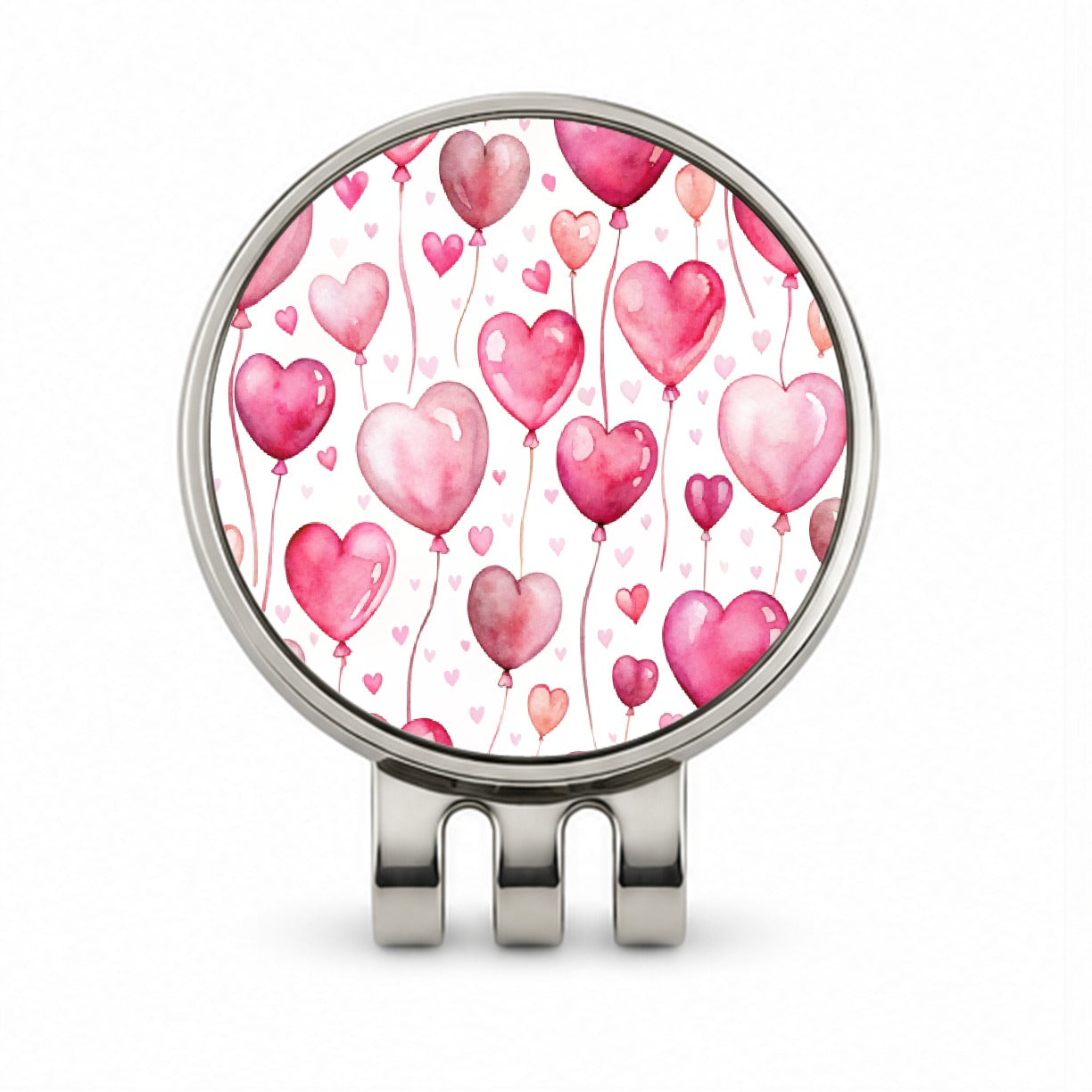 Pink Balloons Hearts Watercolor Birthday Valentine's Love Golf Hat Clip with Ball Marker