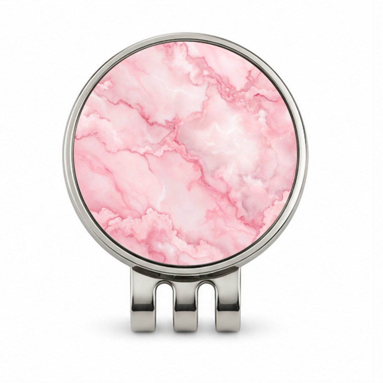 Pink Marble Background Watercolor Golf Hat Clip with Ball Marker