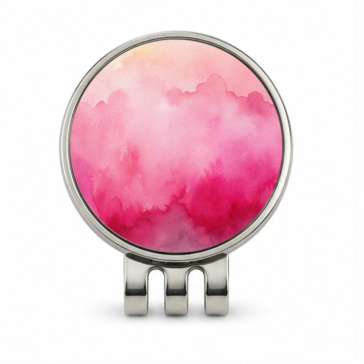 Pink Ombre Watercolor Golf Hat Clip with Ball Marker