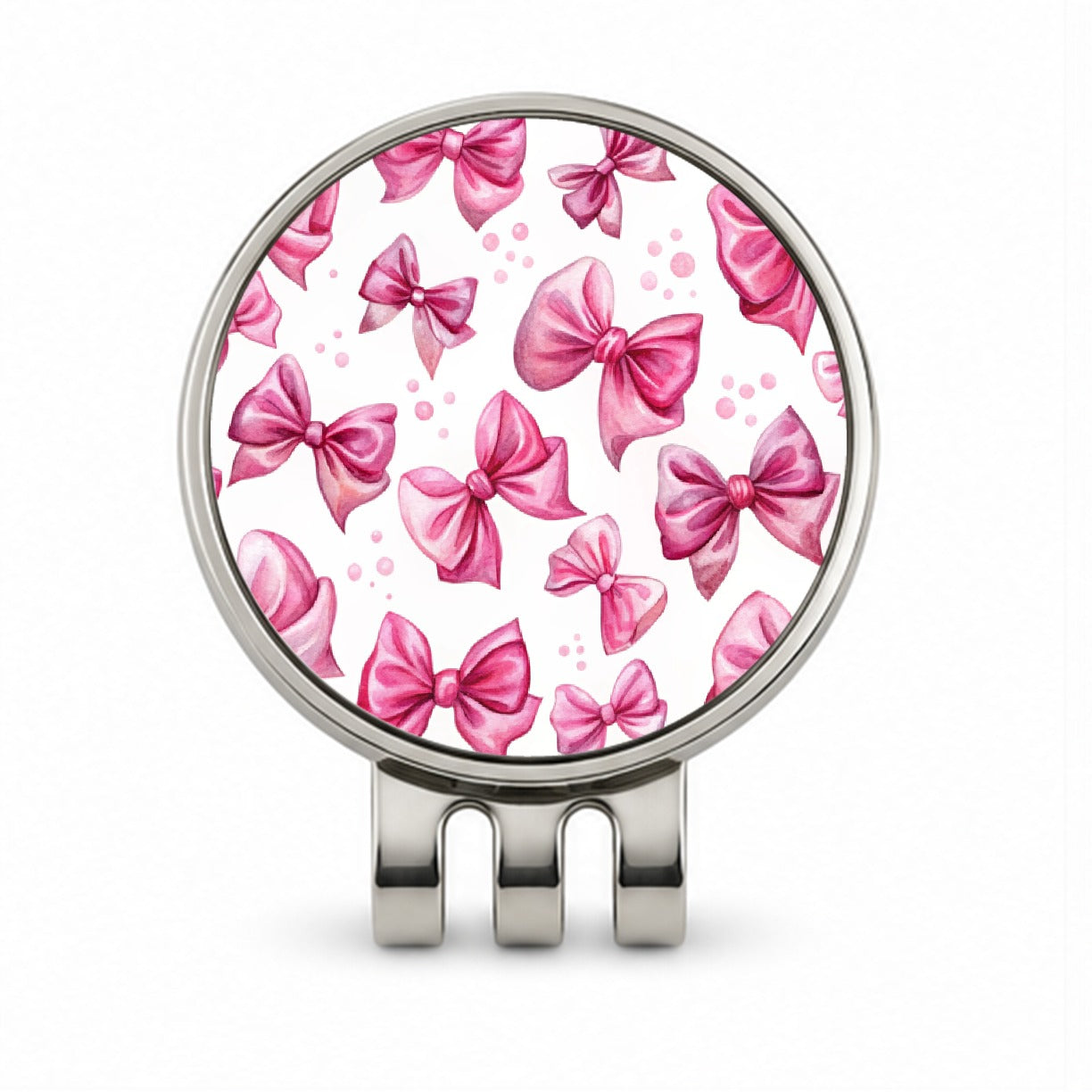 Pink Scattered Coquette Bows Watercolor Golf Hat Clip with Ball Marker