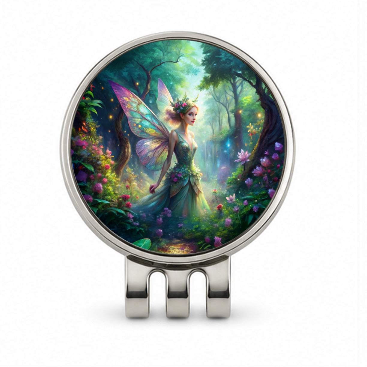 Pixie Fairy Forest Fantasy Watercolor Design Golf Hat Clip with Ball Marker