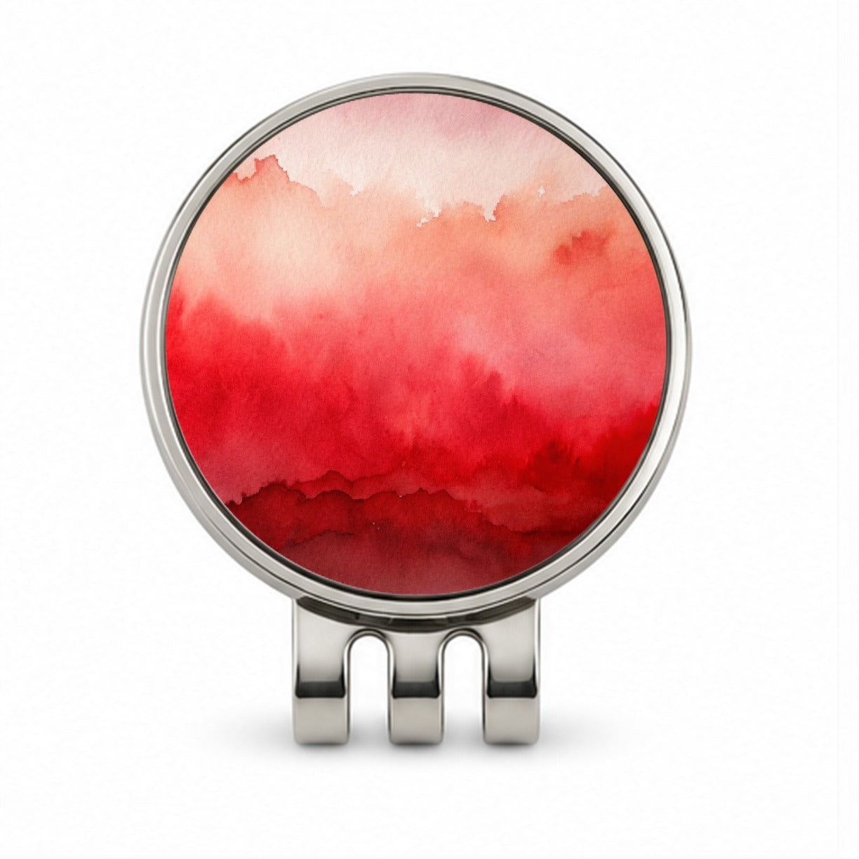 Red Ombre Watercolor Golf Hat Clip with Ball Marker