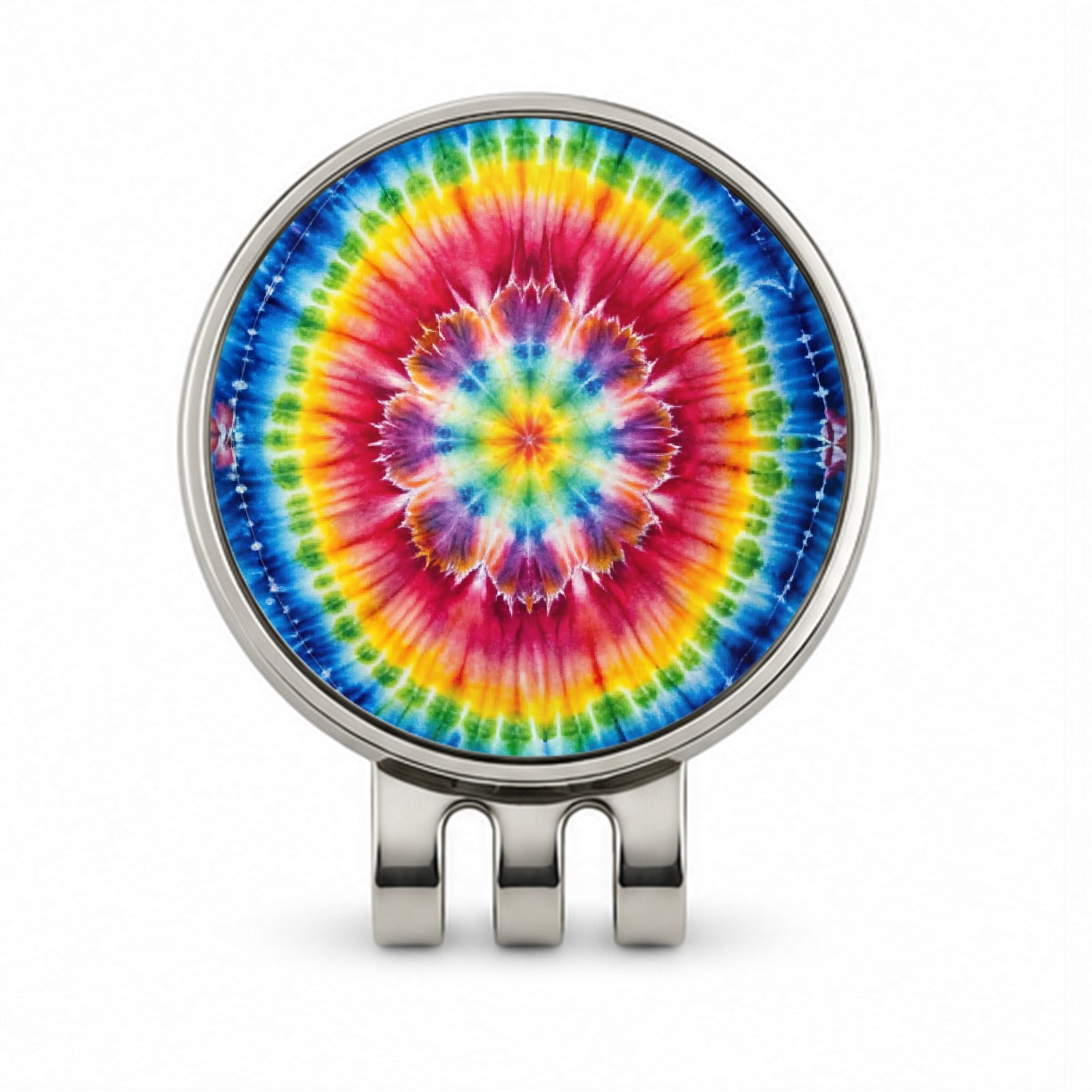 Tie Dye Pattern Watercolor Golf Hat Clip with Ball Marker